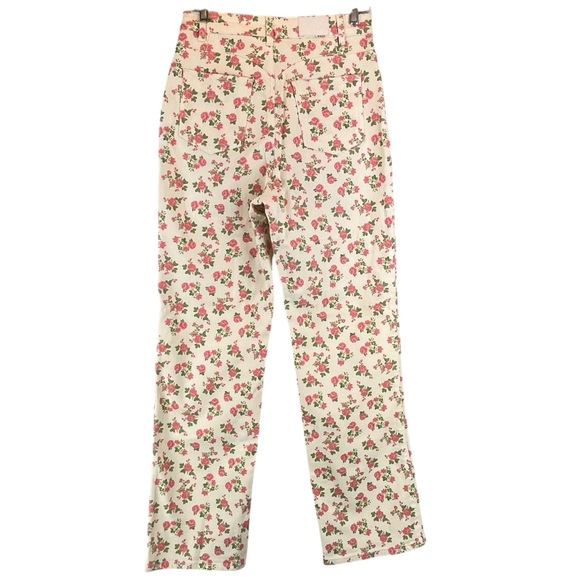 NEW ASOS LUXE Straight Cut Wide Leg Jeans Denim Roses and Cream High Rise 6 NWT - Picture 2 of 10